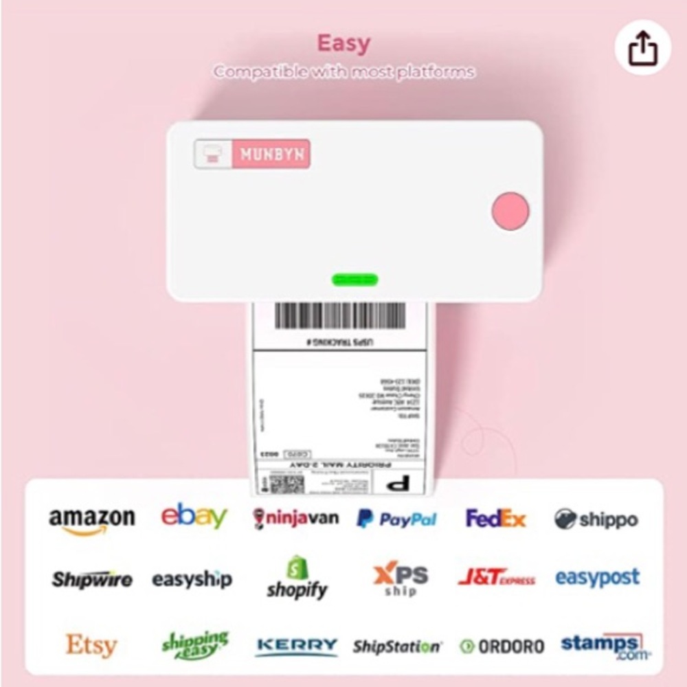 Pink-Munbyn 4x6 Thermal Label Printer-NWT💗 - Picture 4 of 10